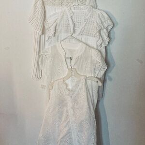 Heavenly White 4 pc bundle in Broderie Eyelet Tops sz L